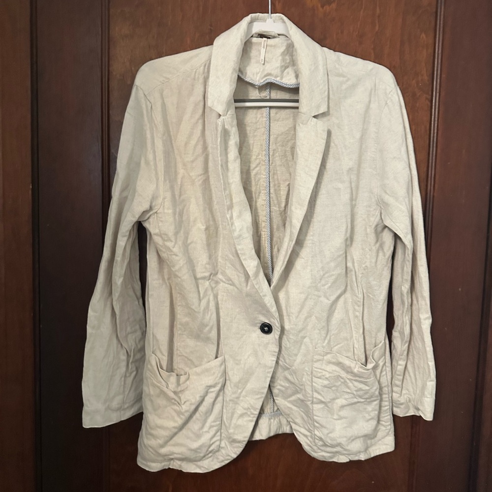 FREE PEOPLE Simply Perfect Blazer Natural Linen Size XS - Picture 2 of 6